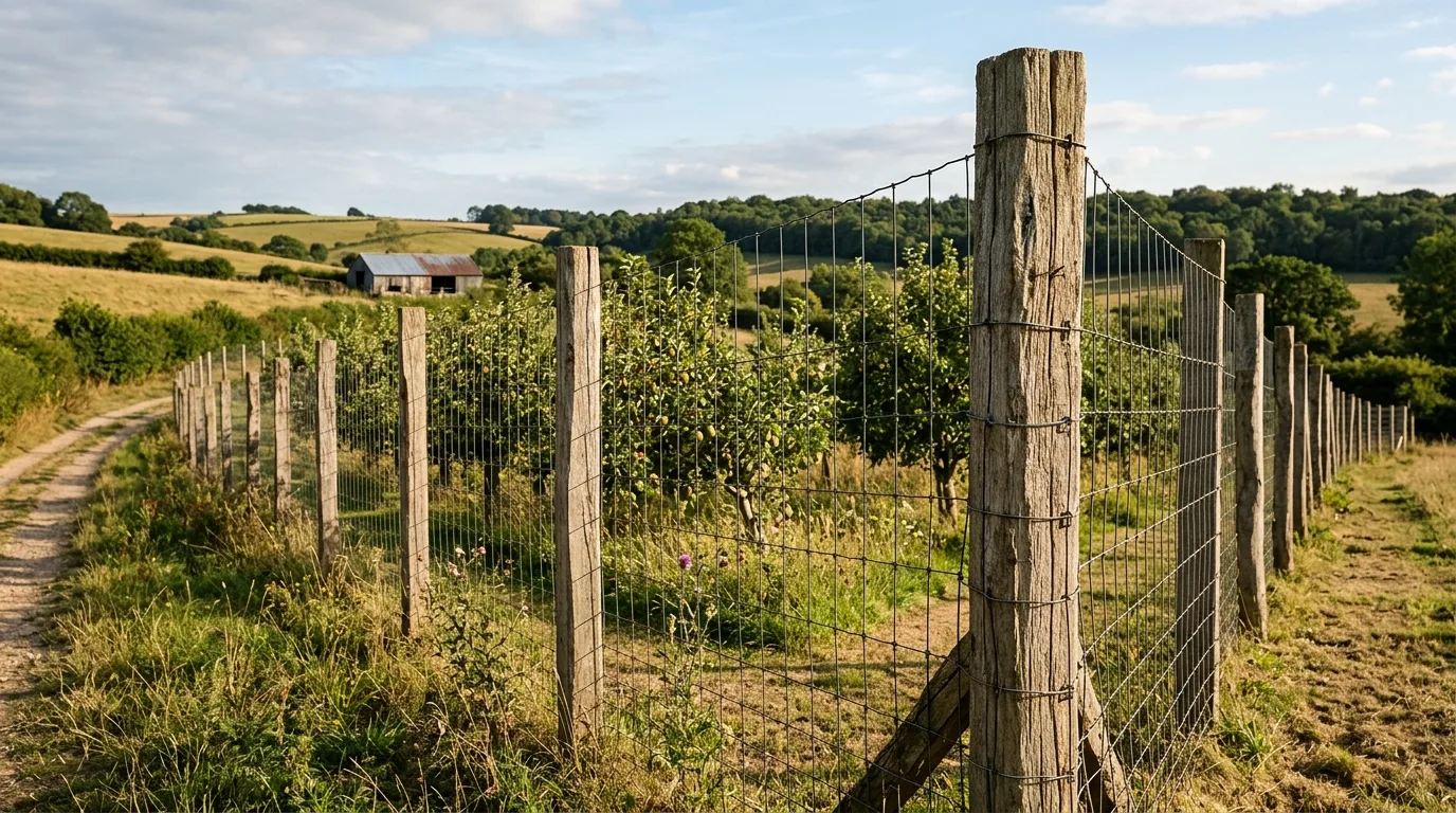 Wood and Wire Fence With Grasses